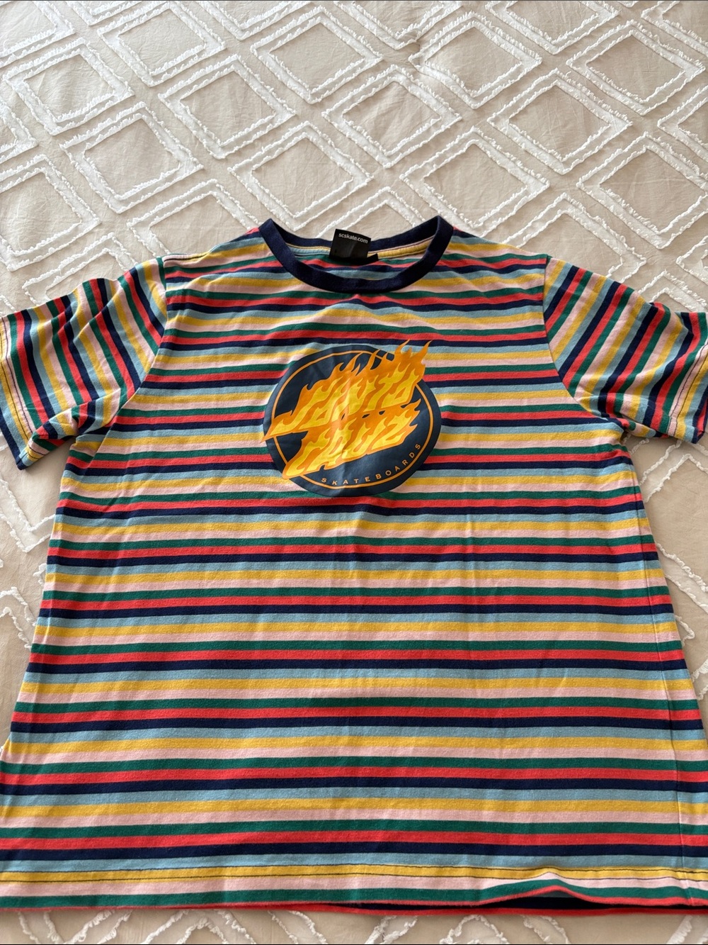 Santa Cruz  Multicolor Striped Graphic Tee - Yellow Flame